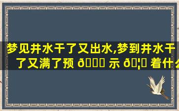 梦见井水干了又出水,梦到井水干了又满了预 🕊 示 🦉 着什么